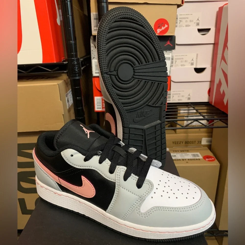 Nike Air Jordan 1 Low Black Grey Pink Shoes 553558-062 553560-062 GS Men's Sizes - Picture 7 of 13